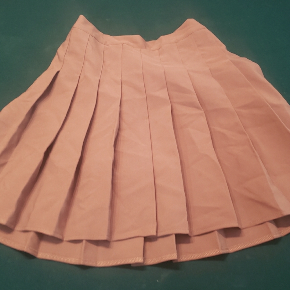 Tan school girl pleated skirt
